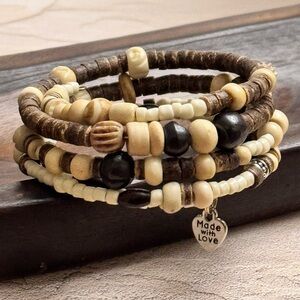 Bohemian Beaded Bracelet  with Charm